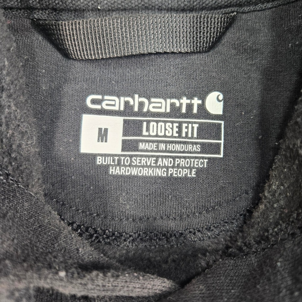 Carhartt Hoodie Mens M Black Good K288 Wanzek Graphic Logo Sleeve Loose Fit - Picture 4 of 13